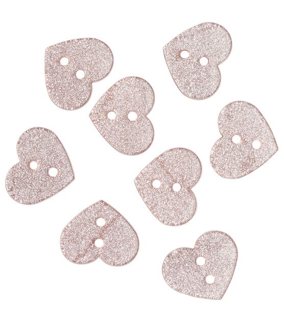 Flair Originals 5/8" Light Pink Glitter Heart 2 Hole Buttons 8pc, , hi-res, image 3