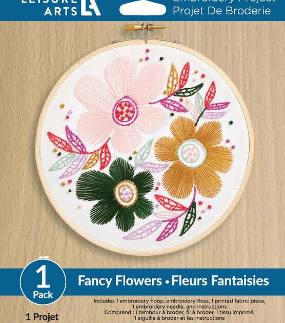 Leisure Arts 6 Fancy Flowers Embroidery Kit