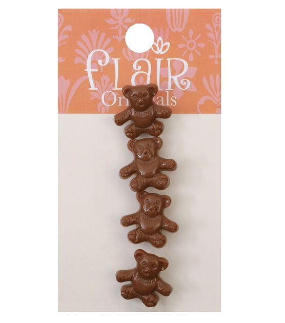 Flair Originals 3/4" Brown Bear Shank Buttons 4pk