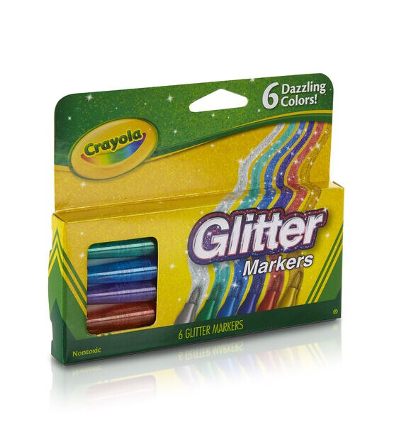 Crayola 6" Dazzling Glitter Markers 6ct, , hi-res, image 2