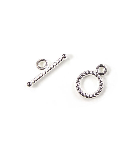 12pk Shiny Silver Small Metal Rope Toggle Clasps by hildie & jo