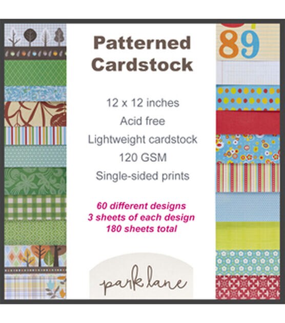 180 Sheet 12" x 12" Stack 10 Cardstock Paper Pack by Park Lane, , hi-res, image 3