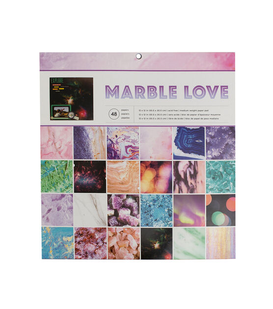 American Crafts Photo Real 12in x 12in Cardstock Paper Pad - Marble Love