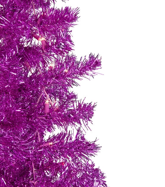 Northlight 4' Pre Lit Pink Tinsel Christmas Tree, , hi-res, image 4