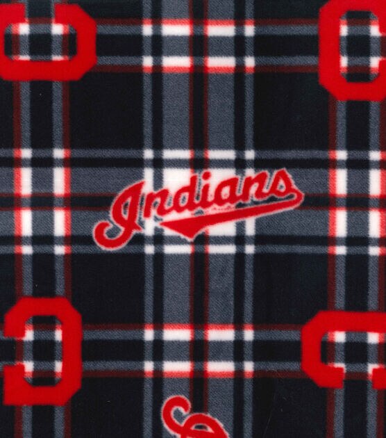 Fabric Traditions Cleveland Baseball Fleece Fabric Plaid