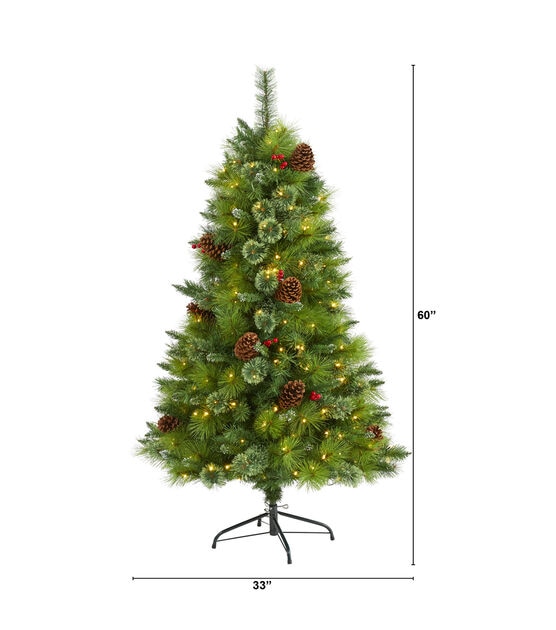 Nearly Natural 5' Clear Pre Lit Montana Pinecone & Berry Christmas Tree, , hi-res, image 2