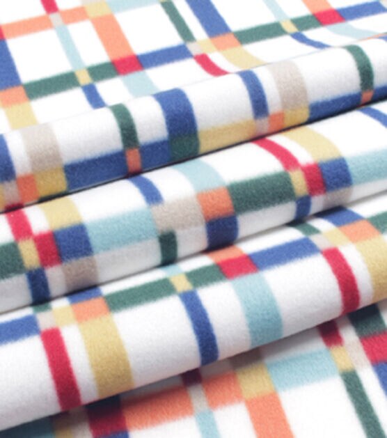 Multi Color Grid Plaid Blizzard Fleece Fabric, , hi-res, image 3