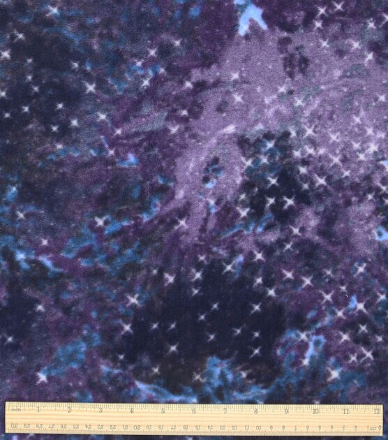 Space Galaxy on Purple Anti Pill Fleece Fabric, , hi-res, image 3