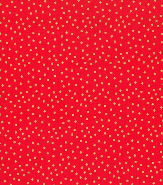 Gold Dots Red Christmas Cotton Fabric