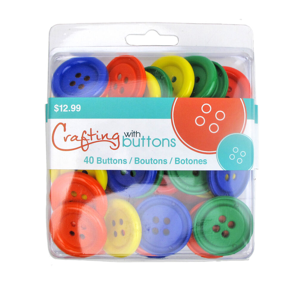 Favorite Findings 1 3/8" Primary Round 4 Hole Buttons 40ct, Primary, swatch