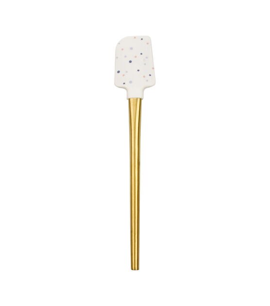 9" White Silicone Spatula With Gold Handle by STIR