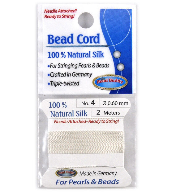 Bead Buddy 78.7'' Silk Cord Thread with Needle White