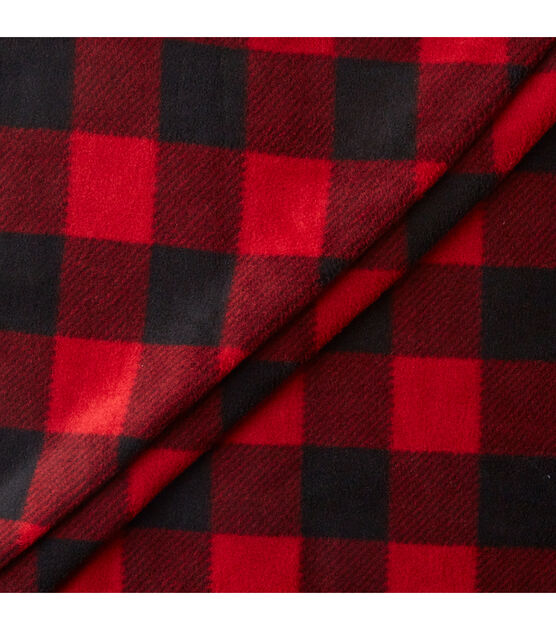 Eddie Bauer Red Buffalo Checks Anti Pill Fleece Fabric, , hi-res, image 3