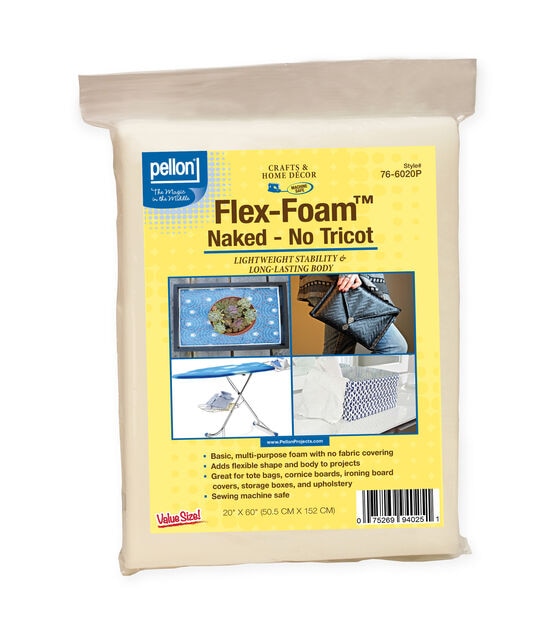 Pellon® 76 Naked Flex-Foam™  - No Tricot Foam Stabilizer 1/4" thick.  20" x 60" Package