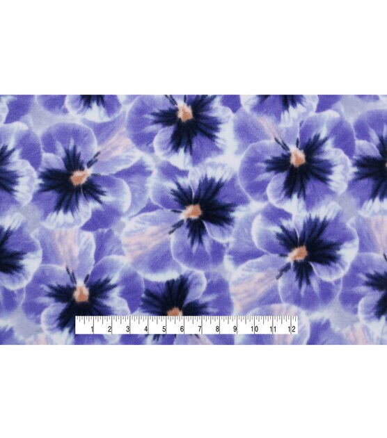 Purple Packed Floral Anti Pill Fleece Fabric, , hi-res, image 3