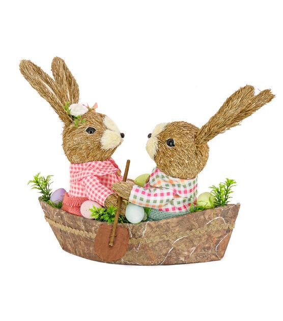 National Tree 15" Two Easter Bunnies in a Boat