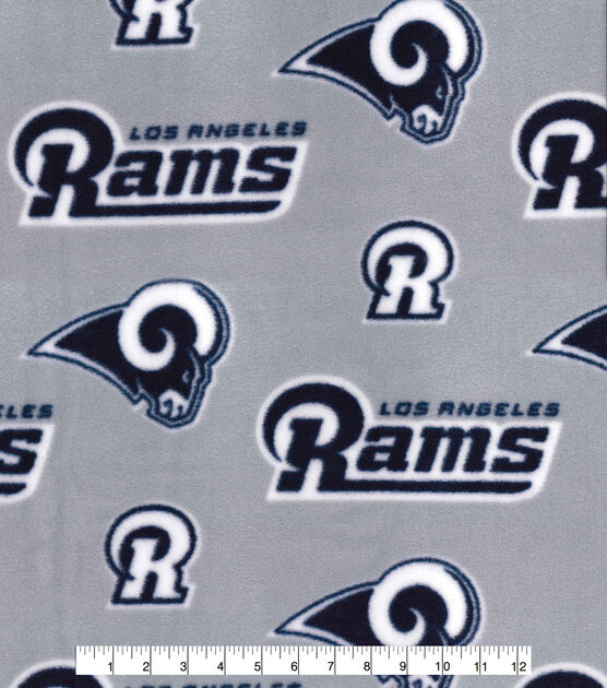 Fabric Traditions Los Angeles Rams Fleece Fabric Logos on Gray, , hi-res, image 2