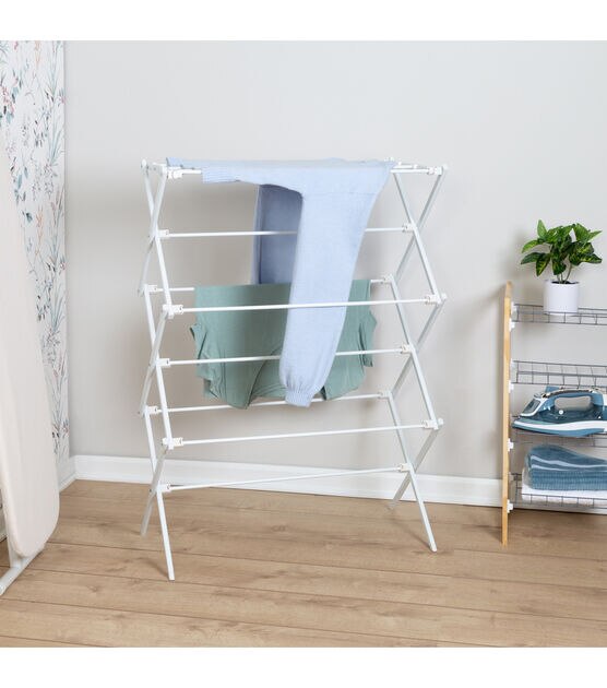 Honey Can Do 29" x 42" White 3 Tier Folding Clothes Drying Rack, , hi-res, image 3