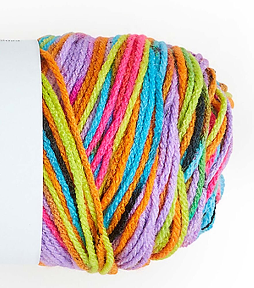 Value Print 269yds Worsted Acrylic Yarn by Big Twist, Rainbow Bright, swatch, image 5