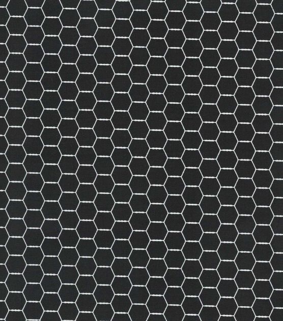 Hexagon Wire on Black Quilt Cotton Fabric by Quilter's Showcase