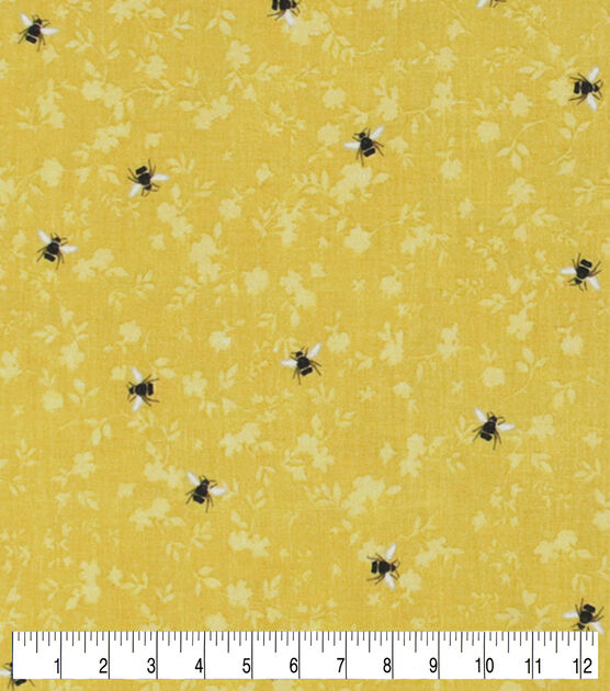 Bees & Vines on Yellow Quilt Cotton Fabric by Keepsake Calico, , hi-res, image 3