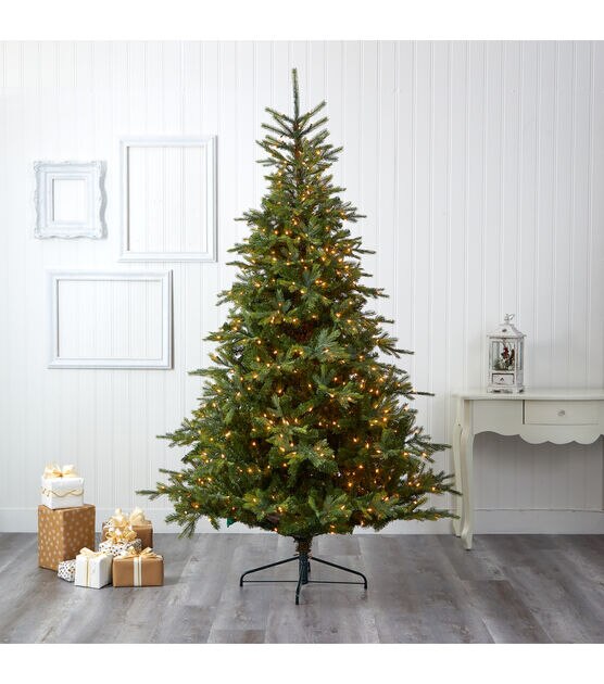 Nearly Natural 8' Clear Pre Lit North Carolina Spruce Christmas Tree, , hi-res, image 5
