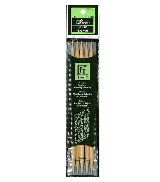 Clover Bamboo Double Point Knitting Needles 7'' - Size 10