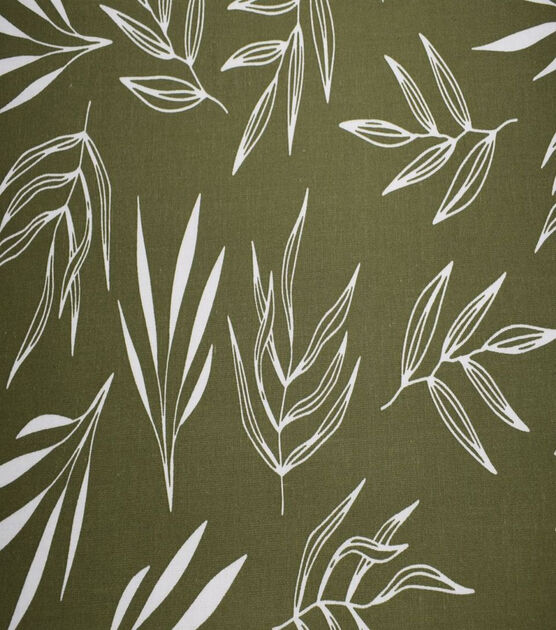Large Leaves on Olive Green Quilt Cotton Fabric by Quilter's Showcase