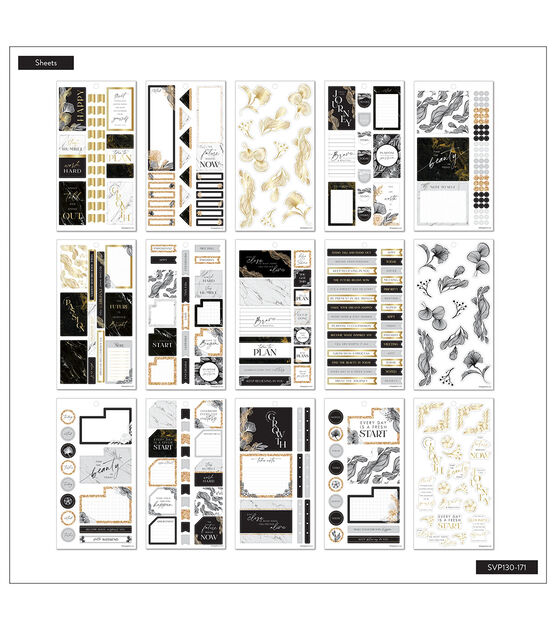 609pc Gold & Black 30 Sheet Happy Planner Sticker Pack, , hi-res, image 3