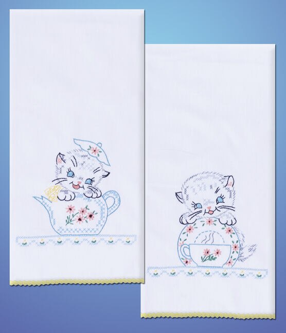 Tobin 17" x 30" Kittens Stamped Embroidery Kitchen Towels 2ct
