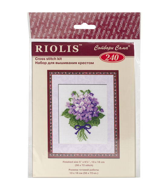 RIOLIS 5" x 6" Violets Counted Cross Stitch Kit