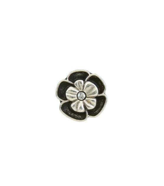 La Mode 7/16" Silver Flower Shank Buttons 2pk, , hi-res, image 2