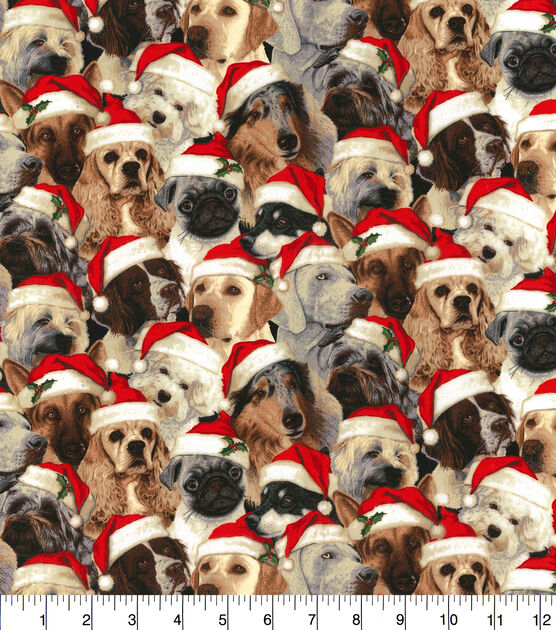 Fabric Traditions Santa Pups Christmas Cotton Fabric, , hi-res, image 2