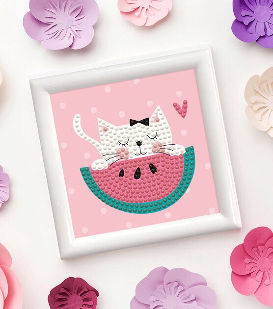 Diamond Dotz 4.5" x 4.5" Mmmm Watermelon Cat Facet Art Kit With Frame, , hi-res, image 2