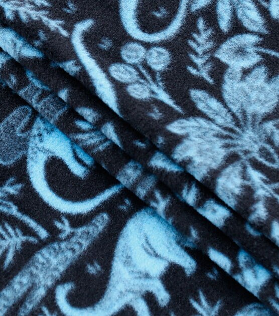 Blue Dino Scenic Anti Pill Fleece Fabric, , hi-res, image 2