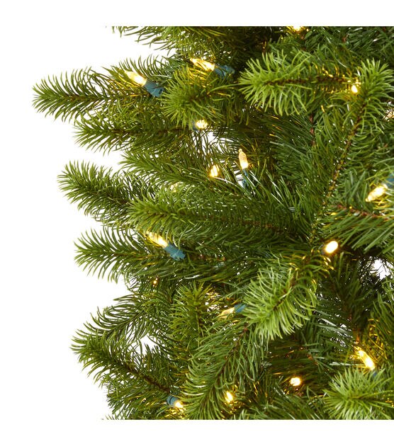 Nearly Natural 8' White Pre Lit Slim Virginia Spruce Christmas Tree, , hi-res, image 3