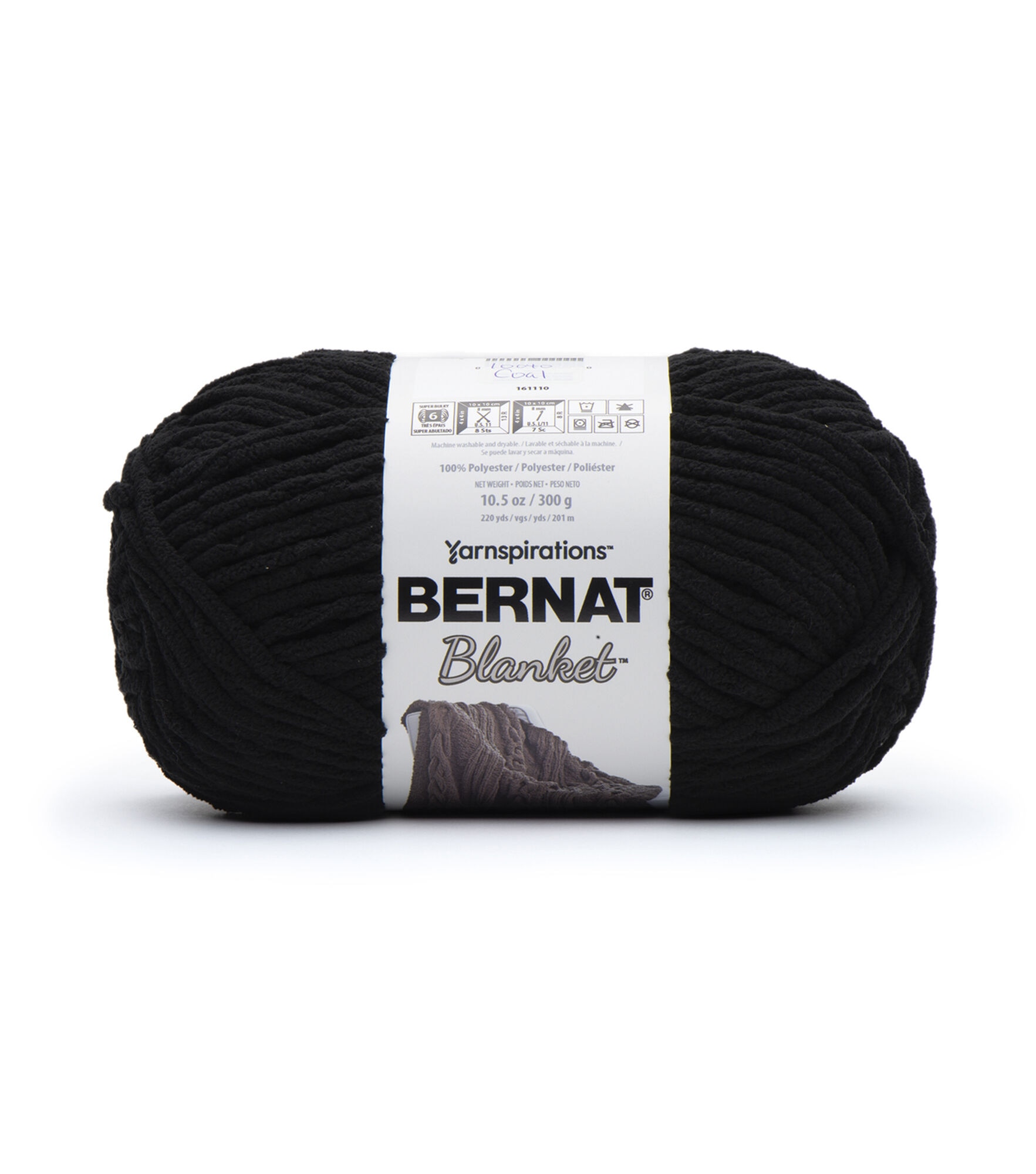 Bernat Big Ball Blanket 220yds Super Bulky Polyester Yarn, Coal, hi-res