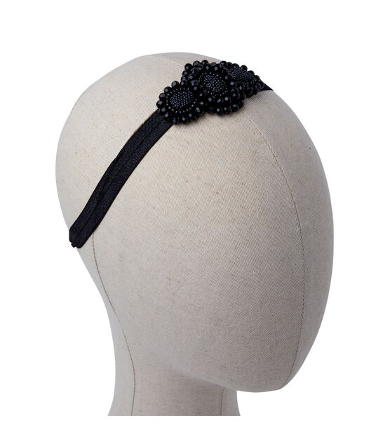 9" x 5" Black Soft Flower Headband by hildie & jo, , hi-res, image 4