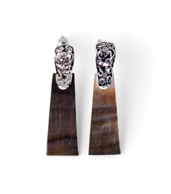 Antique Silver Shell Post Earrings by hildie & jo, , hi-res, image 2