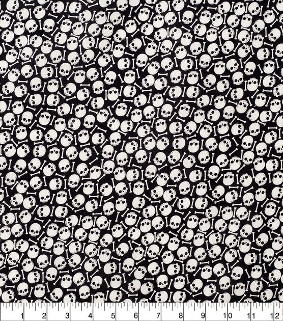 Mini Tossed Skulls & Bones Halloween Cotton Fabric, , hi-res, image 2