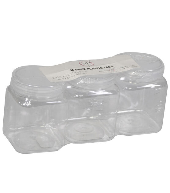 Everything Mary 2" x 3" Clear Plastic Jars With Lids 3pk