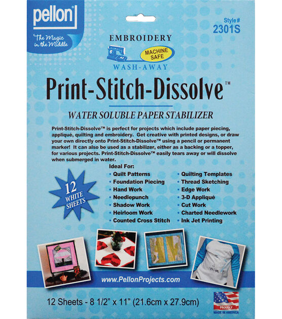 Print Stitch Dissolve Embroidery Paper Stabilizer White 8.5X11