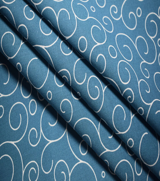 White Swirls on Teal Quilt Cotton Fabric by Quilter's Showcase, , hi-res, image 3