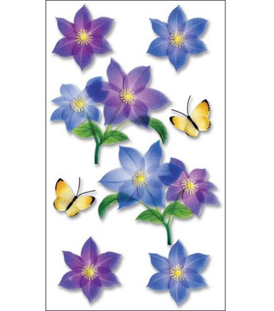 Vellum Layered Stickers Purple Flowers