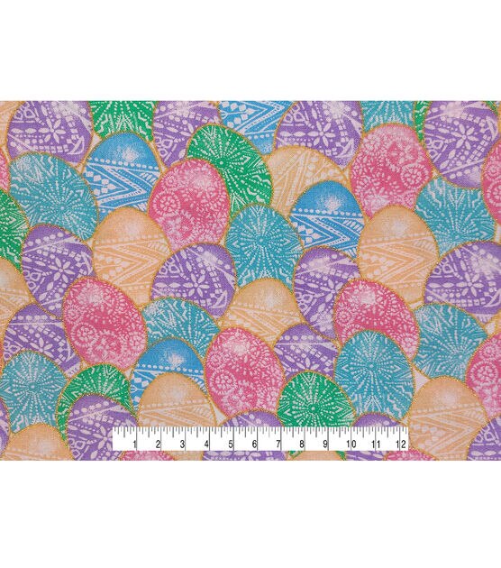 Packed Easter Eggs Glitter Easter Cotton Fabric, , hi-res, image 4