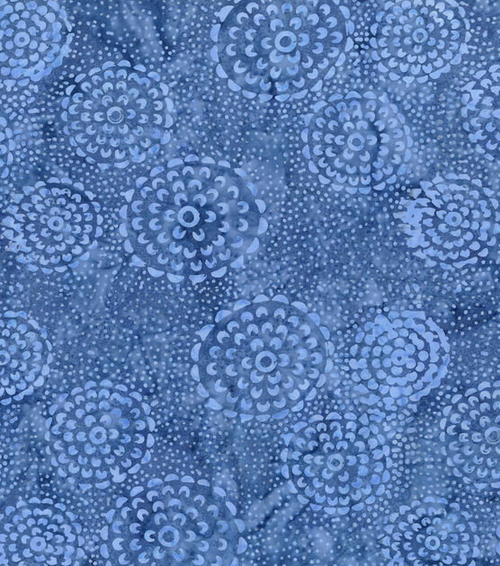 Hi Fashion Circular Medallions Blue Batik Cotton Fabric