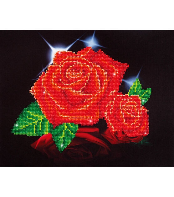 Diamond Embroidery Facet Art Kit 17"X13.7" Red Rose Sparkle