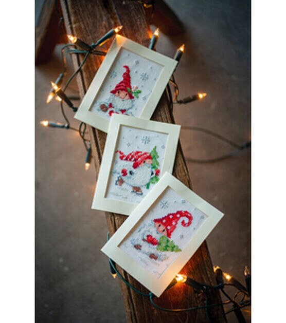 Vervaco 4" x 6" Christmas Gnomes Greeting Card Cross Stitch Kit 3ct, , hi-res, image 5