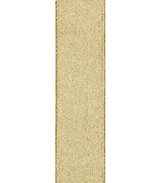 Offray 1.5"x9' Galena Metallic Woven Ribbon Gold, , hi-res, image 2