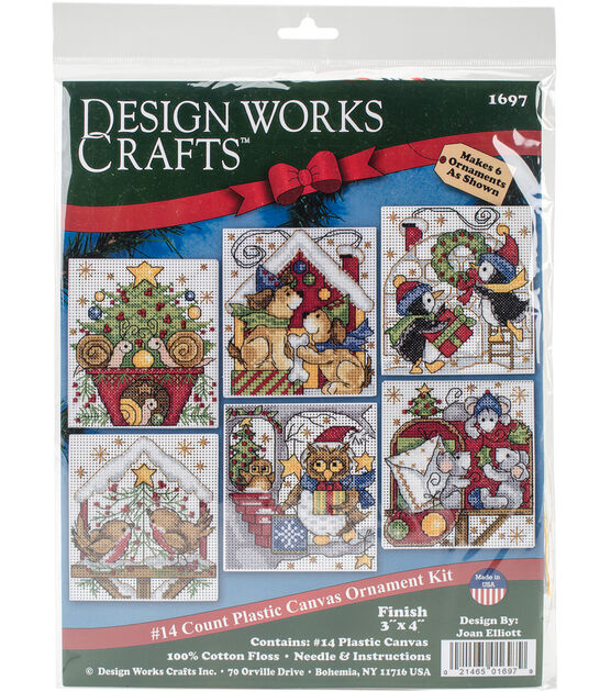 Design Works 4" x 3" Home for Christmas Plastic Canvas Ornament Kit 6ct